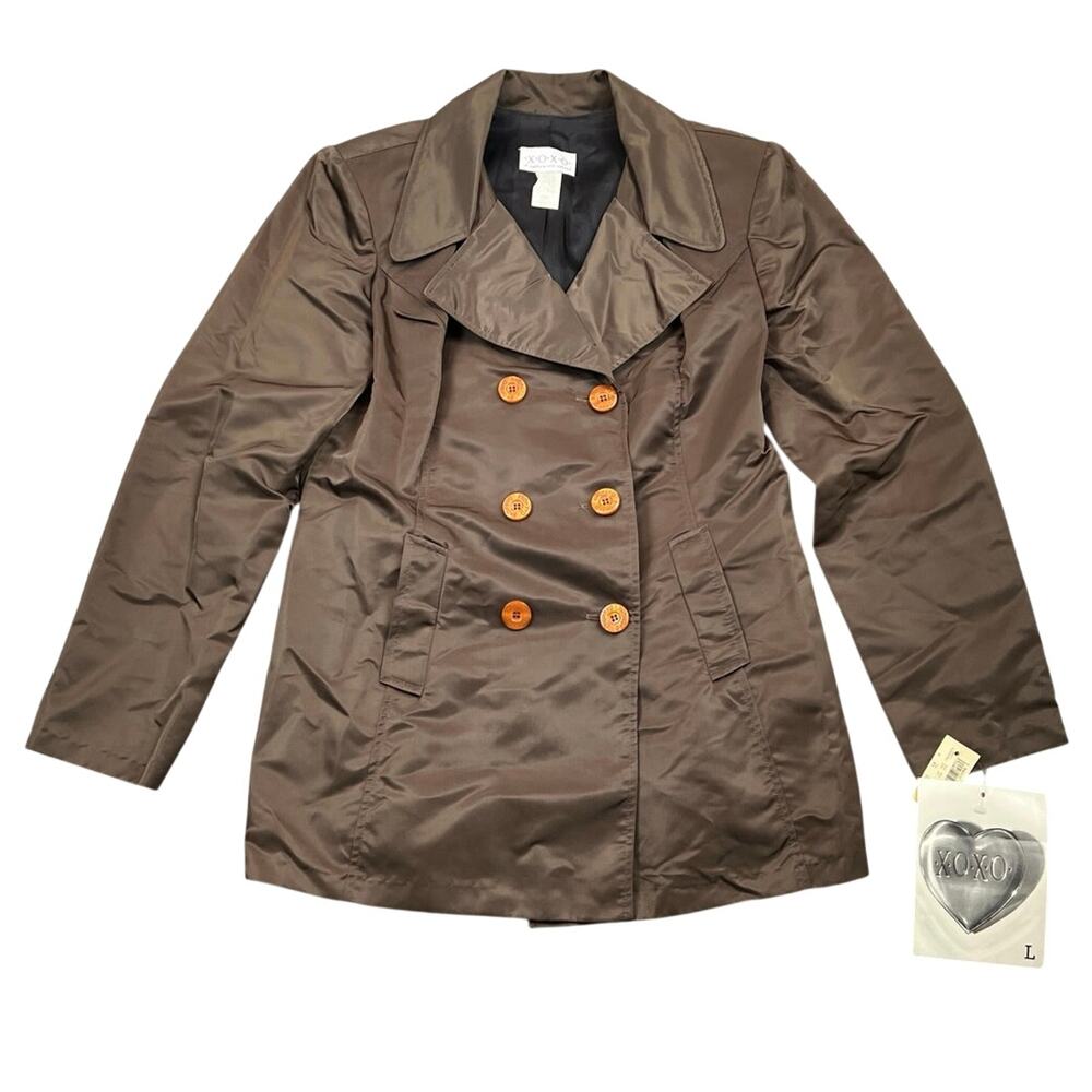 NWT Vintage XOXO Y2K Brown Satin Double Breasted Jacket USA - Women’s L